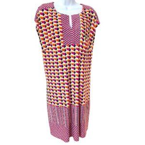 Laundry by Shelli Segal Short Sleeve Multicolor Pink Turquoise Dress Sz S #03